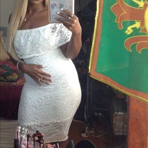 Charlotte Russe White Lace Off the Shoulder Dress